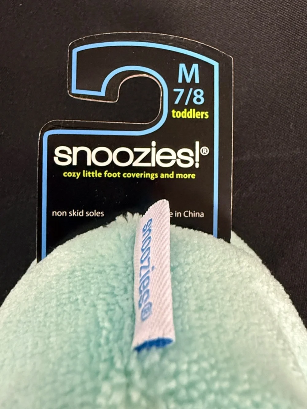 Snoozies! Toddler Slipper - Aqua with Orange Faux Fur